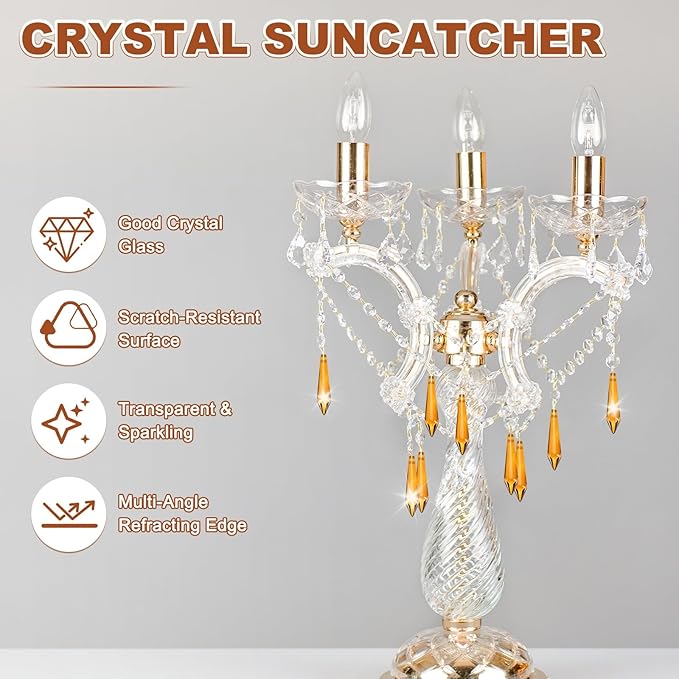 M METERXITY 10-Pack Crystal Icicle Prisms, 53mm/2.09 Inch Chandelier Pendant Maker Hanging Crystals Chandelier Prisms for Home/Windows/Garden/DIY Decoration[Brown]