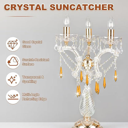 M METERXITY 10-Pack Crystal Icicle Prisms, 53mm/2.09 Inch Chandelier Pendant Maker Hanging Crystals Chandelier Prisms for Home/Windows/Garden/DIY Decoration[Brown]