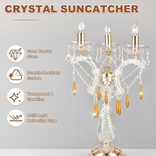 M METERXITY 10-Pack Crystal Icicle Prisms, 53mm/2.09 Inch Chandelier Pendant Maker Hanging Crystals Chandelier Prisms for Home/Windows/Garden/DIY Decoration[Brown]