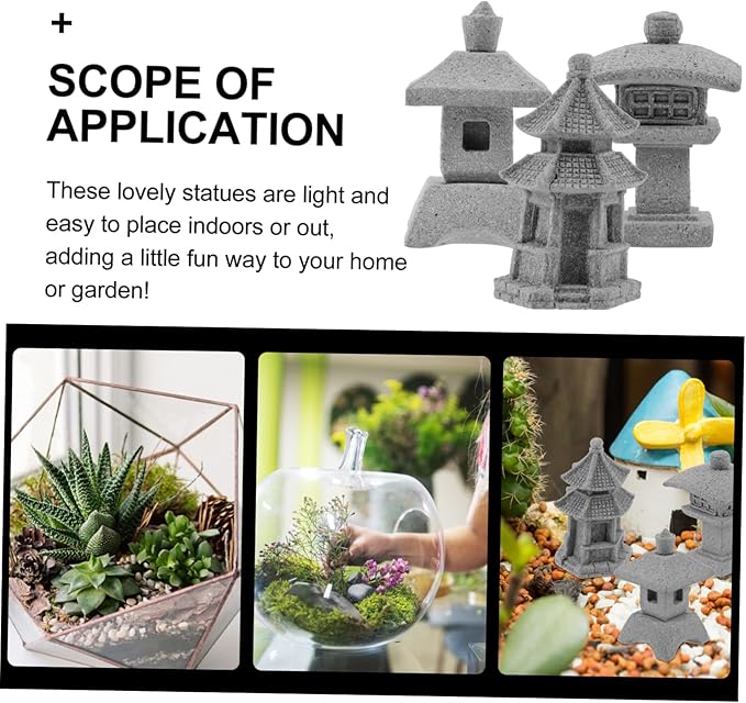 POPETPOP 4sets Durable Sandstone Statue Small Model for Garden Decor Home Desktop Ornaments 3pcs*4