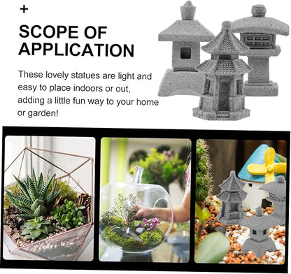 POPETPOP 4sets Durable Sandstone Statue Small Model for Garden Decor Home Desktop Ornaments 3pcs*4
