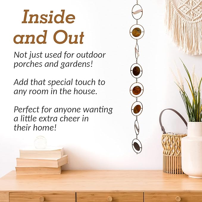 Happy Gardens Flamed Circles Hanging Ornament - Metal Wind Spinner Outdoor Garden Decor