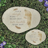GiftsForYouNow Angel Wings Memorial Garden Stone, Your Wings were Ready Sympathy Gift, Bereavement Outdoor Marker, Loss of Loved One Tribute