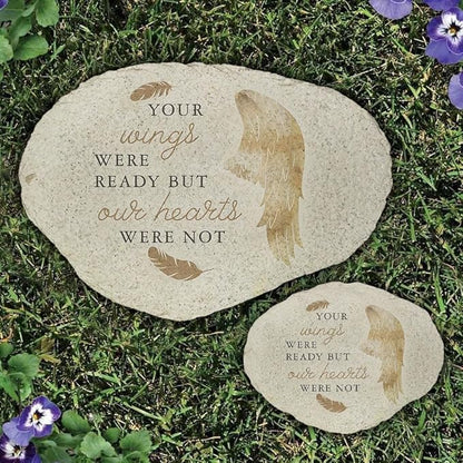GiftsForYouNow Angel Wings Memorial Garden Stone, Your Wings were Ready Sympathy Gift, Bereavement Outdoor Marker, Loss of Loved One Tribute