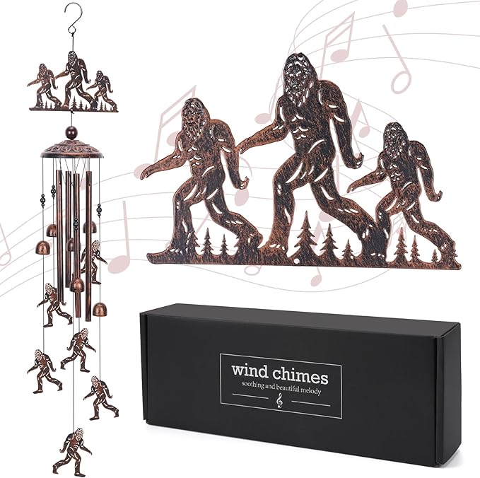 Bigfoot Wind Chimes Gift for Outdoor, Big Foot Gifts for Men Women Dad Grandpa, Memorial Gift Metal WindChimes for Outside Indoors Home Lawn Porch Patio Garden Decor Yard Decoration