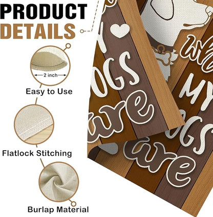 Dyrenson Home is Where My Dogs are Decorative Garden Flag, Pet Paw Print Yard Outside Home Decorations Dog Lover Gifts, Farmhouse Rustic Burlap Outdoor Small Decor Double Sided 12 x 18
