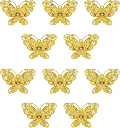 10pcs Gold Butterfly Metal Hanging Suncatcher Parts Window Pendant DIY Ornament Hand-Crafts Gifts