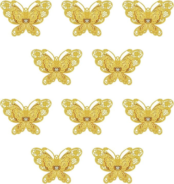 10pcs Gold Butterfly Metal Hanging Suncatcher Parts Window Pendant DIY Ornament Hand-Crafts Gifts