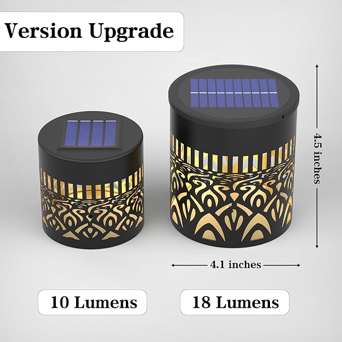 4 Pack Large Solar Fence Lights Metal Solar Powered Outdoor Wall Deck Step Lights Mandala Theme Waterproof Fence Light for Garden Post Patio Backyard Yard Decor, Gardening Gifts for Women Mom Grandma