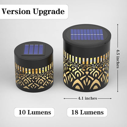 4 Pack Large Solar Fence Lights Metal Solar Powered Outdoor Wall Deck Step Lights Mandala Theme Waterproof Fence Light for Garden Post Patio Backyard Yard Decor, Gardening Gifts for Women Mom Grandma