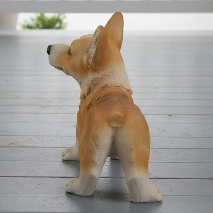 Brown Corgi Statues Outdoor Decorative, Dog Memorial Statue for Yard Lawn Patio Porch, Garden Pet Grave Marker Figures,