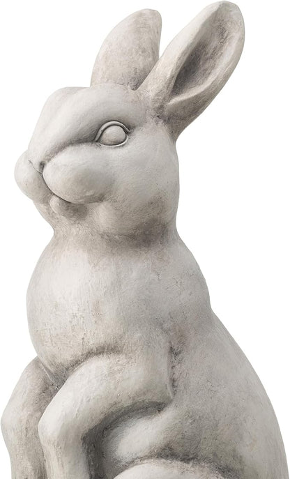 Glitzhome Rabbit Garden Statue Outdoor Standing Bunny Sculpture Lawn Decor, 22.75" H, White