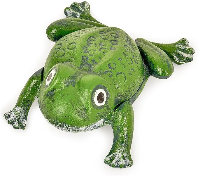 Sungmor Cast Iron Key Hider Outdoor Frog Statue, Hide Spare Key Holder for Outside, Small Garden Frog Statue Lawn Ornament, Indoor Decoration Jewelry Trinkets Box