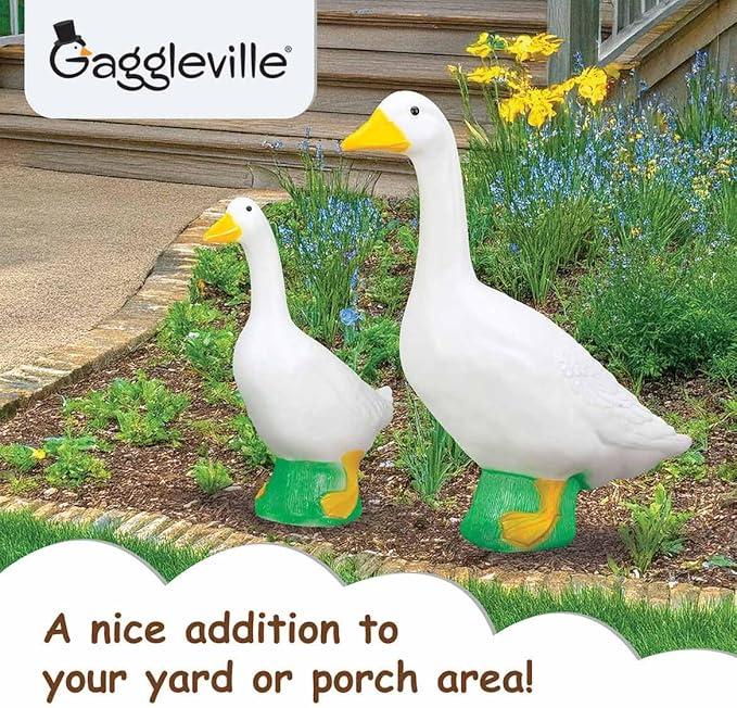 Fox Valley Traders Official Gaggleville 23" Large White Goose, Plastic Garden Décor, Vibrant and Clean Painted Goose Feet - Indoor or Outdoor Decorative Figurine for Garden, Patio, or Entryway Accent