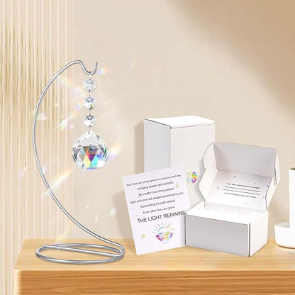 Sympathy Gifts for Loss of Loved One,Memorial Gifts for Loss of Mom Dad,40mm Crystal Suncatcher Idea is Suitable for Bereavement, in Memory, Condolences,Remembrance,with 9 Inch Silver Stand