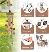 Corgi Wind Chimes for Outside,Metal Garden Decor Corgi Windchimes Gifts for Grandma/Women Birthday Gifts,Outdoor/Indoor Metal Wind Chime for Garden,Home, Lawn, Porch, Yard (35")