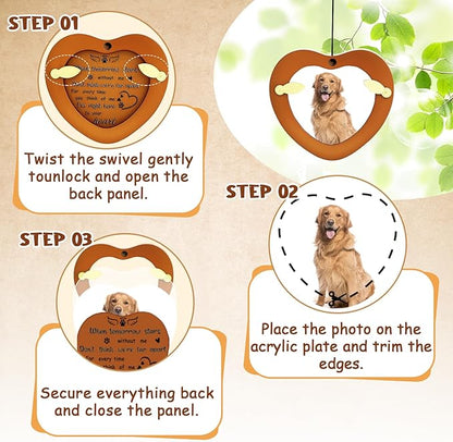 Pet Memorial Wind Chimes Outdoor for Loss of Dog with Photo Frame Personalized Sympathy Wind Chime Sympathy Bereavement Gift in Memory for Pet Loss