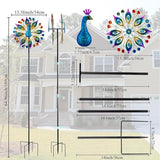 Peacock Outdoor Wind Spinner, 64 Inch Double Wind Sculpture,Waterproof Wind Sculptures & Spinners, Metal Windmill for Garden Yard Patio Decoration