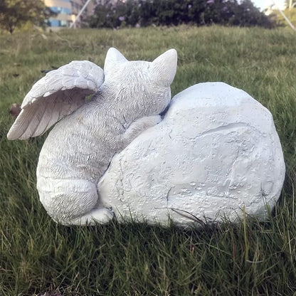 Personalized Pet Cat Memorial Stone with A Sleeping Cat Angel Statue, Cat Grave Markers Headstone Tombstone for Outdoor Garden, One Size, Full Color