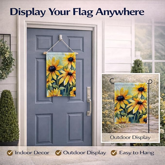 Caroline's Treasures Maryland Black-Eyed Susans in Watercolor Garden Flag Mailbox Flag Decorative Yard Flag Banner Outside Patio Artwork Yard Flower Beds, Garden Size, Multicolor