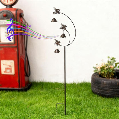 Gardens Metal Butterfly with Bells for Outside Yard Art，Decorative Garden Stakes