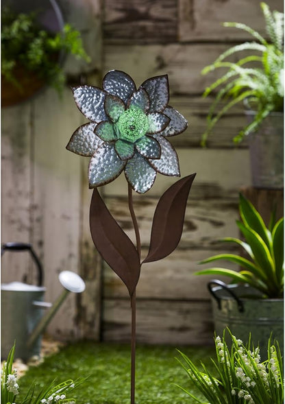 Evergreen Garden Beautiful at Ease Glow in The Dark Galvanized Garden Stake - 11 x 3 x 35 Inches Fade and Weather Resistant Outdoor Decoration for Homes, Yards and Gardens