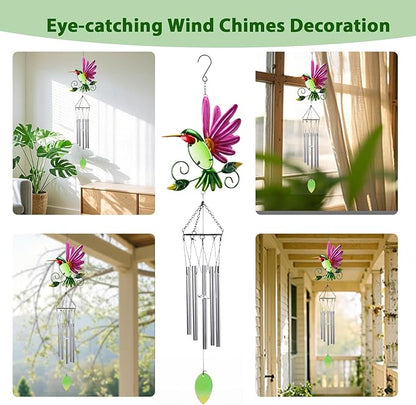MUMTOP Hummingbird Wind Chimes for Outside, Metal Deep Tone Memorial Sympathy Wind Chime Windchimes for Patio, Outdoor,Garden,Yard,Window,Home Decor or Gifts for Women