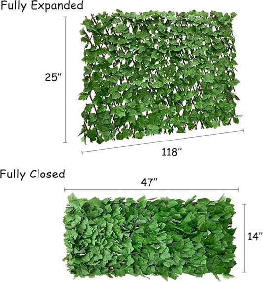 Expandable Fence Privacy Screen for Balcony Patio Outdoor,Decorative Faux Ivy Fencing Panel,Artificial Hedges