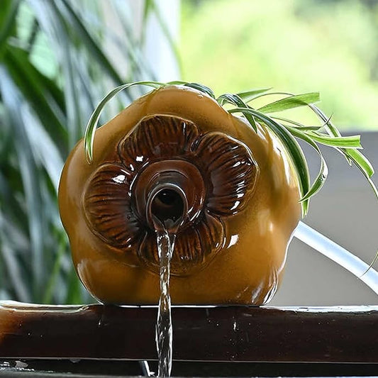 Pond Spitters, Pond Fountain, Fish Tank Automatic Circulation Water Landscaping Ornaments, Fish Tank Water Dispenser, for Garden Courtyard Pond Pool(Yellow,17.5 * 15.8 * 14.2cm)