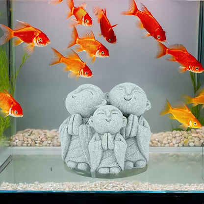 Mini Monk Buddha Statue Green Sandstone Statues Zen Monk Praying Statue Sculptures for Wealth Good Luck Feng Shui Decor Home Fish Tank Aquarium Garden (Style 1)