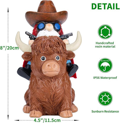 mopha Garden Gnomes Statues Decor - Highland Cowboy Outdoor Decorations,Gifts for Women Mom,Outside Christmas Decorations for Yard Patio Lawn Front Porch