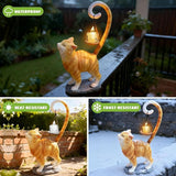 Standing Cat Garden Statue Candle Holder for Outdoor Garden Patio and Indoor Decor for Cat Lovers Women and Home Ambiance Orange
