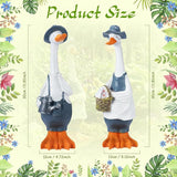 Novabright 2 Pcs Porch Goose Statue, Couple Duck Garden Statues Outdoor, 11 Inch Weather Resistant Resin Yard Decor for Patio Lawn Front Porch Indoor Outdoor Figurines Housewarming Gift