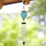 Glitzhome 2 Pcs 26" H Garden Wind Chimes Outdoor, Solar LED Outdoor Garden Lighting with Unique Memorial Sympathy, Solar Hanging Glass Ball Wind Chimes for Patio, Garden, Outdoor Home Decor