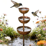 Rain Catcher - Plant Support, Metal Garden Ornament, 3-Tiered Rain Catcher Garden Stake with Water Bowl, Bee Watering Station, Bird Bath & Butterfly Feeder, for Yard, Gardens (1pcs)