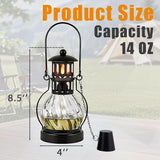4 Pack Glass Table Top Torches, 14 oz Citronella Torches for Outside, Features hanging handles, Refillable Flame Light Torch, Decorative Tabletop Lantern for Yard, Patio, Garden, Party, Landscape