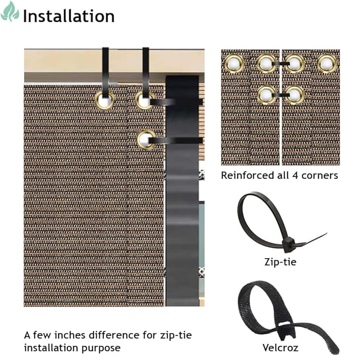 SunnyRoyal 3'x10' Balcony Privacy Fence Screen Apartment Railing Deck Cover, 3FT Outdoor Patio Screens with Zip Ties, HDPE Shade Cloth with Grommets, Mesh Fabric for Porch Backyard, Brown