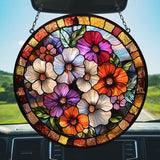 Colorful Poppies Acrylic Suncatcher Stained Glass Effect Window Car Hanging Christmas Ornament Indoor Outdoor Decor Garden Sun Catcher Panel for Floral Lover for Women Mom Grandma