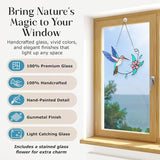 Hummingbird Stained Glass Window Hanging, Humming Bird Style, Sun Catchers Indoor Panel, Nautical Suncatcher Decor for Home, Wall, Garden, Coastal Ornament, Gift for Women and Mom