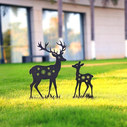 WACLSTDAY Deer Garden Decor for Outside, Metal Decorative Garden Stakes, Deer Gifts for Women Men Black Silhouette Statues Decorations for Yard Art, Patio, Backyard, Outdoor, Lawn Ornaments