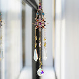 Hanging Sun Catchers with Crystals, Glass Icicle Prisms Rhinestones Suncatcher, Rainbow Maker Pendant Indoor Window Home Car Decor Gift
