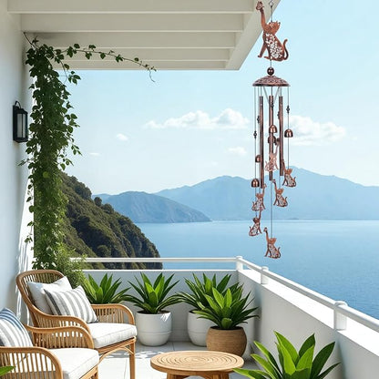 Cat Gift Wind Chimes for Outside, Pet Metal Windchimes Cat Lover Gift for Women Men, Sympathy Memorial Gifts for Garden Decor Outdoor Memorial Housewarming Birthday Festival Gifts Front Yard Decor