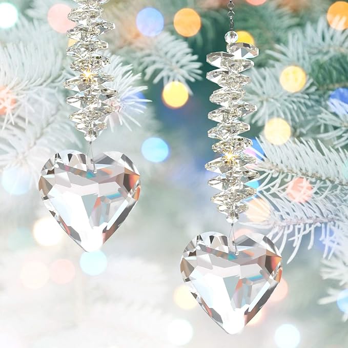 Memorial Gifts for Loss of Loved One, Sympathy Gift for Loss of Father Mother, Bereavement Gift Ideas Hanging Ornament with 45mm Clear Glass Heart Crystal Ball Prism Rainbow Maker Grief Gifts(Clear)