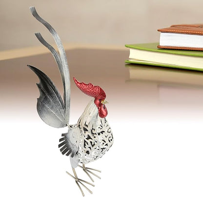 Chicken Decor, 15.6 x 19.7 x 4.6in Iron Garden Sculptures Statues Rooster Decor Extra Large Outdoor Sculptures Metal Yard Decor Ornaments Outdoor Sculpture, Rooster Ornament