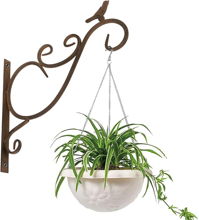 Lewondr Wall Hanging Plant Bracket,2 Pack 12-inch Retro Iron Metal Wall Hanger for Hanging Plant Flower Bird Feeder Planter Indoor Outdoor,Retro