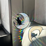 Colorful Suncatcher Rainbow Maker Prism Moon Cat Acrylic Pendant for Window Hanging Home Garden Party Wedding Ornament Gift