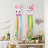 2PCS Easter Windsocks Outdoor Decorations Bunny Spring Hanging Floating Face Wind Socks for Yard Garden Porch Patio Decor