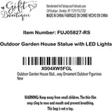 Gift Boutique Outdoor Garden House Statue with LED Lights Fairy Garden Decor Resin Cottage Figurine Yard Lawn Porch Pathway Ornament Outdoor Figurines