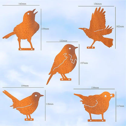 Rusty Bird Silhouette with Rusty Patina Birds Decoration Lifelike Metal Birds Garden Ornaments Silhouette Simulation Bird Figurine Rustic Outdoor Patio Yard Adornment, general
