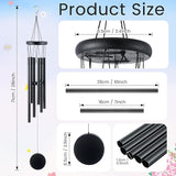 Yahenda 6 Pcs 28 Inch Rustic Wind Chimes for Outside Deep Tone Wind Chimes with 6 Aluminum Tubes Memorial Coolest Windchimes Outdoors for Farmhouse Garden Patio Home Decor (Blackwood, Black)
